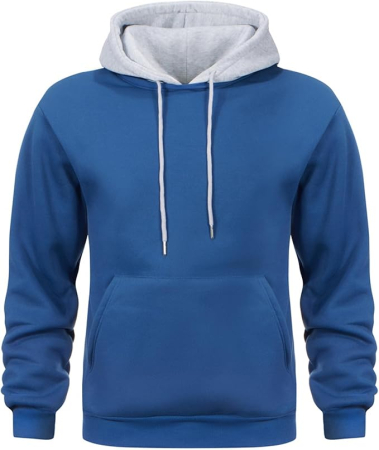 Bluze barbati - Bluza lejera pentru barbati, cu maneci lungi, hanorac albastru/gri cu gluga L