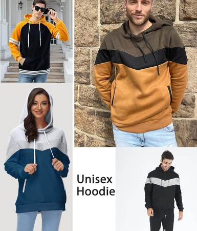 Bluza albastra lejera unisex, cu maneci lungi, hanorac cu gluga 2XL [3]
