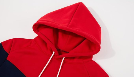 Bluza lejera pentru barbati, cu maneci lungi, hanorac albastru/rosu cu gluga S [3]