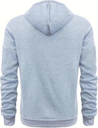 Bluza lejera pentru barbati, cu maneci lungi, hanorac gri cu gluga 3XL [1]