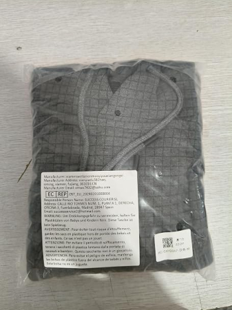 Hanorac gri Bărbați Huayuzh, cu Glugă, Model Carouri Jacquard, Buzunar Cangur, 2XL [6]