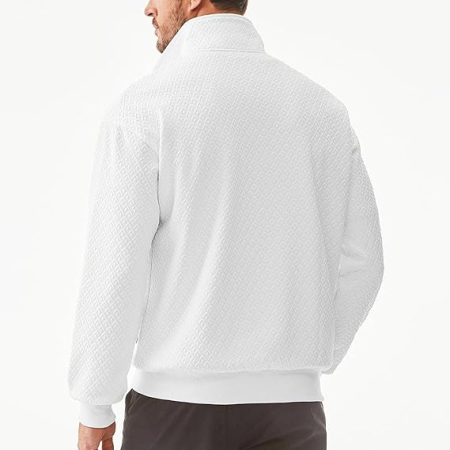 Bluza lejera pentru barbati, cu maneci lungi, pulover Alb cu fermoar 1/4 3XL [2]