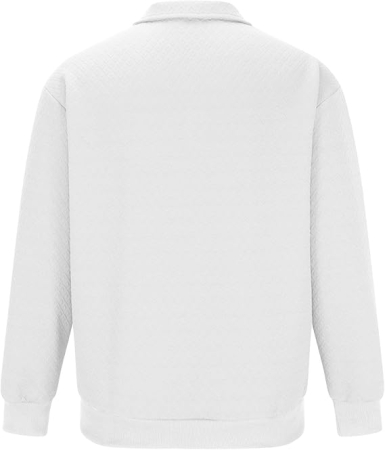 Bluza lejera pentru barbati, cu maneci lungi, pulover Alb cu fermoar 1/4 3XL [5]