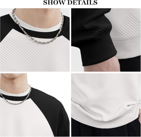 Bluza lejera pentru barbati, cu maneci lungi, pulover Alb S [3]