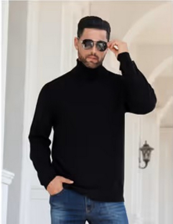 Bluza lejera pentru barbati, cu maneci lungi, pulover negru M [1]