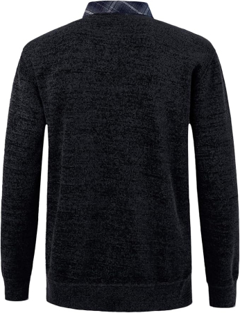 Bluza neagra lejera pentru barbati, cu maneci lungi, pulover cu decolteu camasa XL [2]