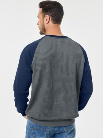 Bluza lejera pentru barbati, cu maneci lungi, pulover Gri S [3]