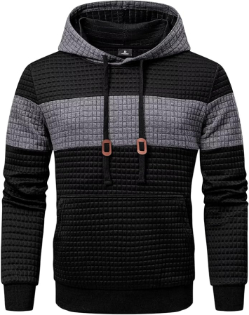 Bluze barbati - Bluza lejera pentru barbati, cu maneci lungi, hanorac negru cu gluga M