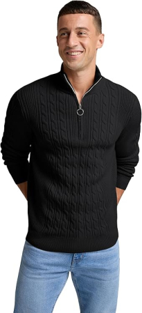Bluza lejera pentru barbati, cu maneci lungi, pulover L Negru [4]