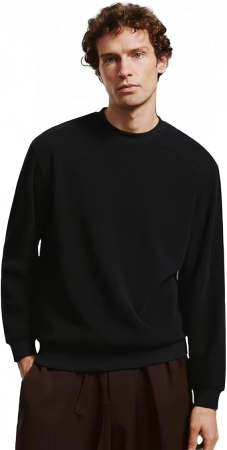 Bluza lejera pentru barbati, cu maneci lungi, pulover M Negru [4]