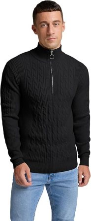 Bluza lejera pentru barbati, cu maneci lungi, pulover L Negru [6]