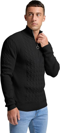 Bluza lejera pentru barbati, cu maneci lungi, pulover L Negru [2]