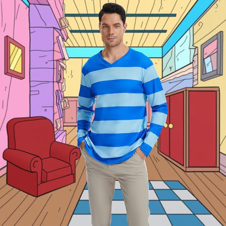 Bluza lejera pentru barbati, cu maneci lungi, pulover albastru S [4]