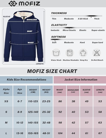 Bluza albastra lejera, captusita pentru copii, cu maneci lungi, hanorac cu gluga 140-152 [6]