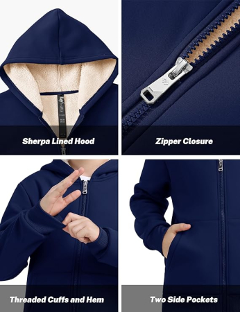 Bluza albastra lejera, captusita pentru copii, cu maneci lungi, hanorac cu gluga 128-140 [3]