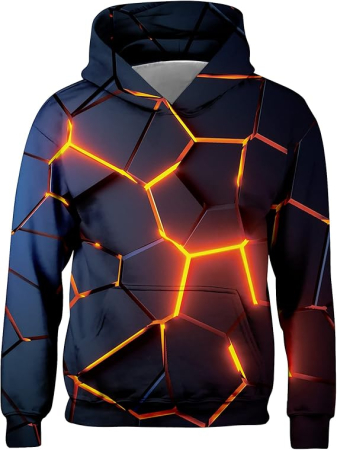 Bluze copii - Bluza lejera pentru copii, cu maneci lungi, hanorac albastru cu model 3D si gluga 6-8 ani