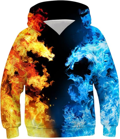 Bluze copii - Bluza lejera pentru copii, cu maneci lungi, hanorac multicolor cu model 3D si gluga 8-10 ani
