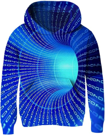 Bluze copii - Bluza lejera pentru copii, cu maneci lungi, hanorac albastru cu model 3D si gluga 5-6 ani