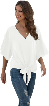 Bluza lejera pentru femei, alba din sifon, S [2]