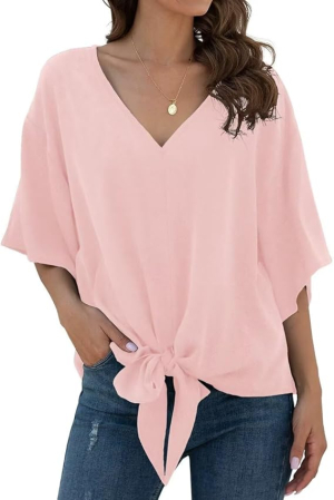 Bluze dama - Bluza lejera pentru femei, Roz din sifon, S