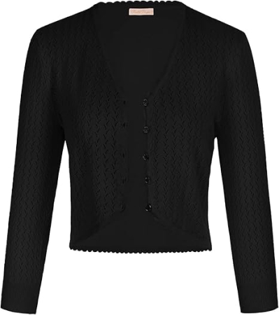 Bolero negru, dantelet, de dama, inchidere cu nasturi, S [2]
