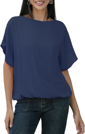 BLUZE FEMEI - Bluza lejera pentru femei, albastru din sifon, L