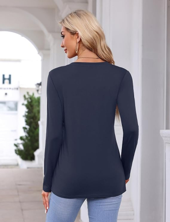 Bluza lejera pentru femei, maneci lungi, albastra 2XL [3]