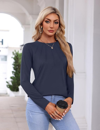 Bluza lejera pentru femei, maneci lungi, albastra 2XL [1]