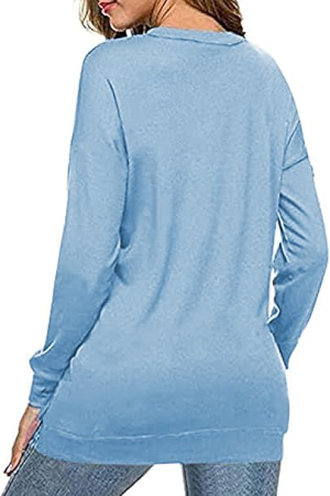 Bluza lejera pentru femei, maneci lungi, bleu M [1]