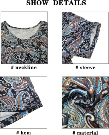 Bluza lejera pentru femei, maneci scurte, dantelate, albastru inchis L [6]