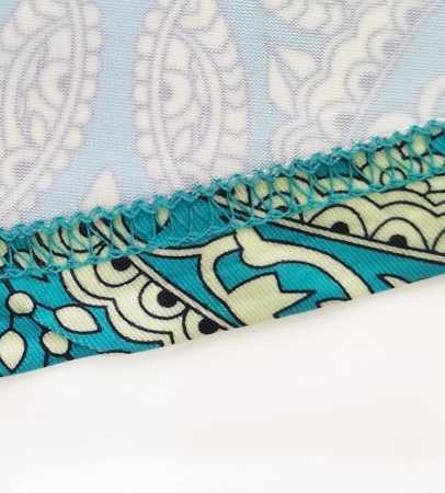 Bluza lejera pentru femei, maneci scurte, dantelate, albastra 4XL [6]