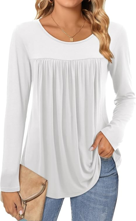 Bluze dama - Bluza lejera pentru femei, maneci lungi, alb S