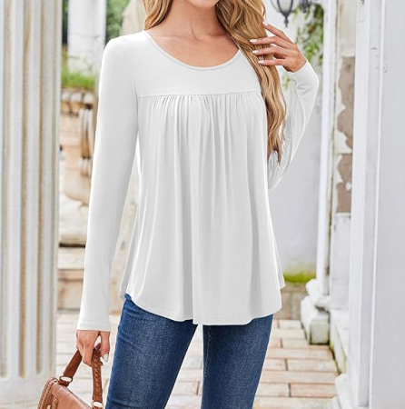 Bluza lejera pentru femei, maneci lungi, alb 2XL [1]