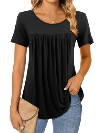 BLUZE FEMEI - Bluza lejera pentru femei, maneci scurte, dantelate, neagra L