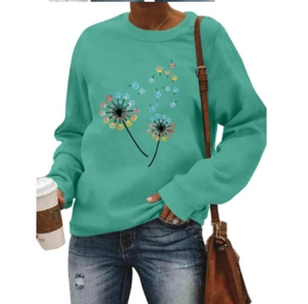 Bluza lejera pentru femei, pulover cu maneci lungi, verde XL [1]