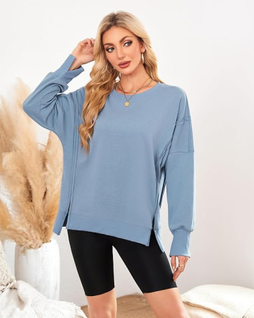 Bluza lejera pentru femei, pulover respirabil, albastra S [1]