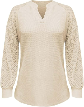 Bluza lejera pentru femei, pulover respirabil, Crem L [1]