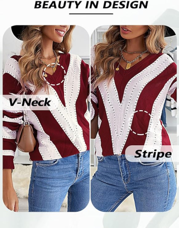 Bluza lejera pentru femei, pulover respirabil, decolteu V maro 2XL [5]