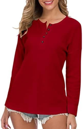 Bluza lejera pentru femei, pulover respirabil, decolteu V cu nasturi rosie XL [3]