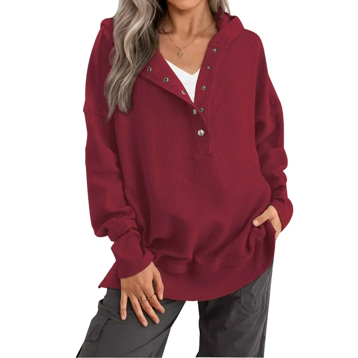 Bluza lejera pentru femei, pulover respirabil, visinie M [7]