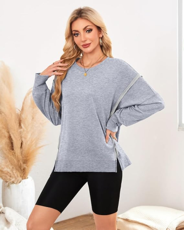 Bluza lejera pentru femei, pulover respirabil, gri S [2]