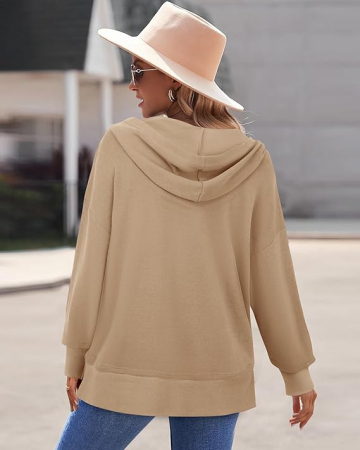 Bluza lejera pentru femei, pulover respirabil, decolteu V maro XL [4]