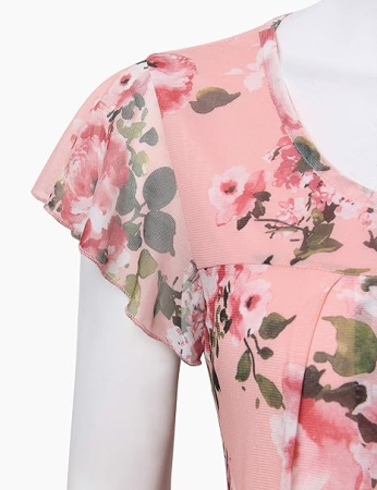 Bluza lejera pentru femei, subtire, respirabila, maneci scurte, Roz cu flori 3XL [2]