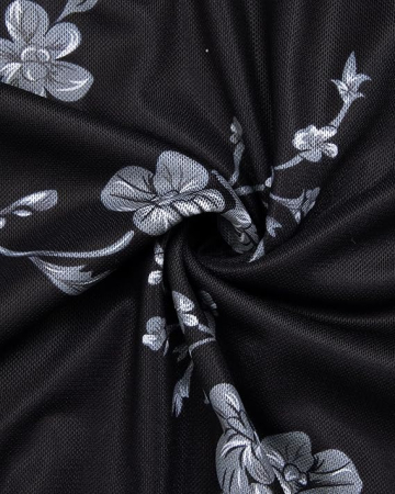 Bluza lejera pentru femei, subtire, respirabila, maneci scurte, neagra cu flori XL [4]