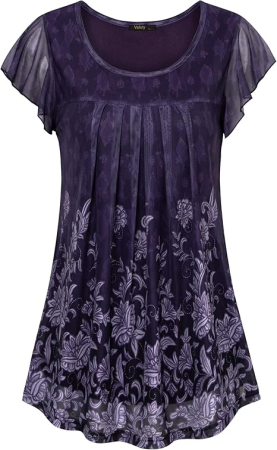 Bluze dama - Bluza lejera pentru femei, subtire, respirabila, maneci scurte, violet M