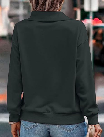 Bluza lejera pentru femei, top cu maneci lungi, verde inchis S [3]