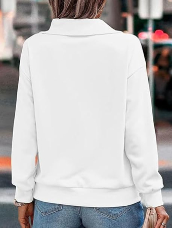 Bluza lejera pentru femei, top cu maneci lungi, alba S [3]