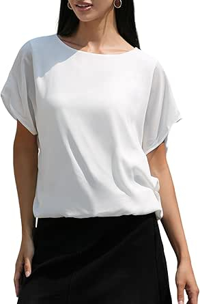 BLUZE FEMEI - Bluza lejera pentru femei, alba din sifon, M