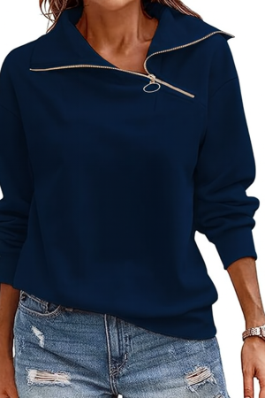 IMBRACAMINTE - Bluza lejera pentru femei, top cu maneci lungi, albastru inchis XL