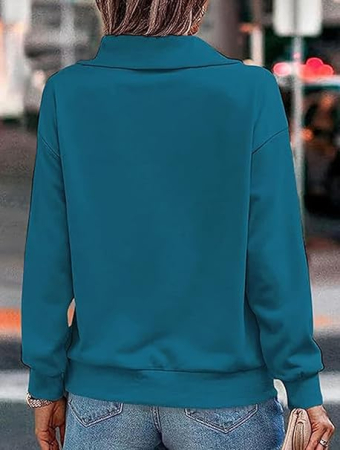 Bluza lejera pentru femei, top cu maneci lungi, albastru inchis L [4]